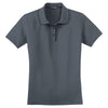 Sport-Tek Women's Steel/Black Dri-Mesh Polo with Tipped Collar and Piping