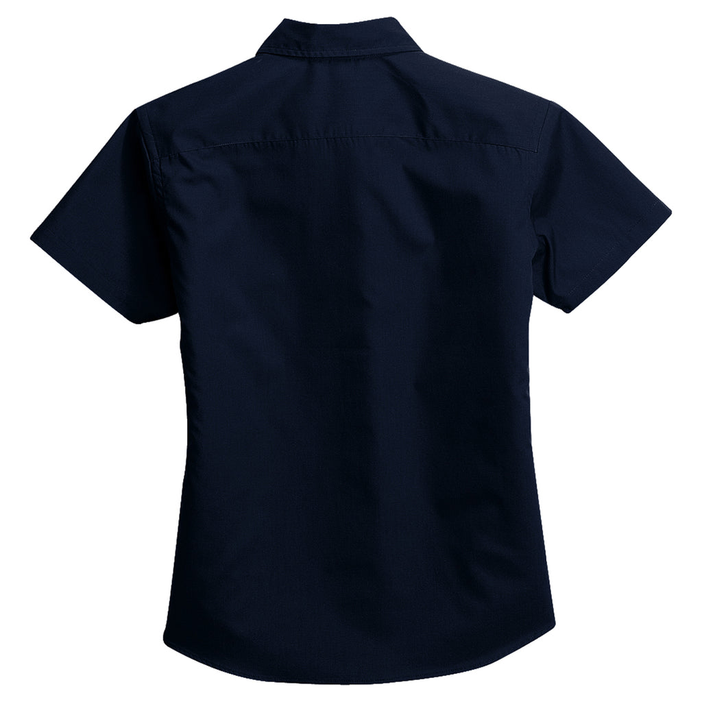 Port Authority Women's Navy Short Sleeve Easy Care, Soil Resistant Shirt