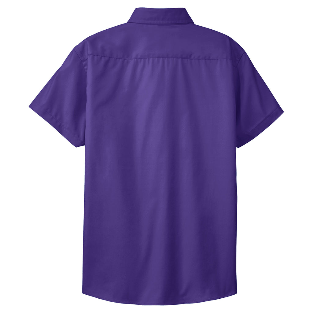 Port Authority Women's Purple/Light Stone Short Sleeve Easy Care Shirt