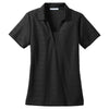 Port Authority Women's Black Horizontal Texture Polo