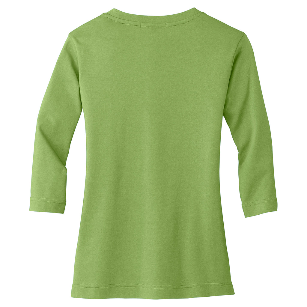 Port Authority Women's Leaf Green Modern Stretch Cotton 3/4-Sleeve Scoop Neck Shirt