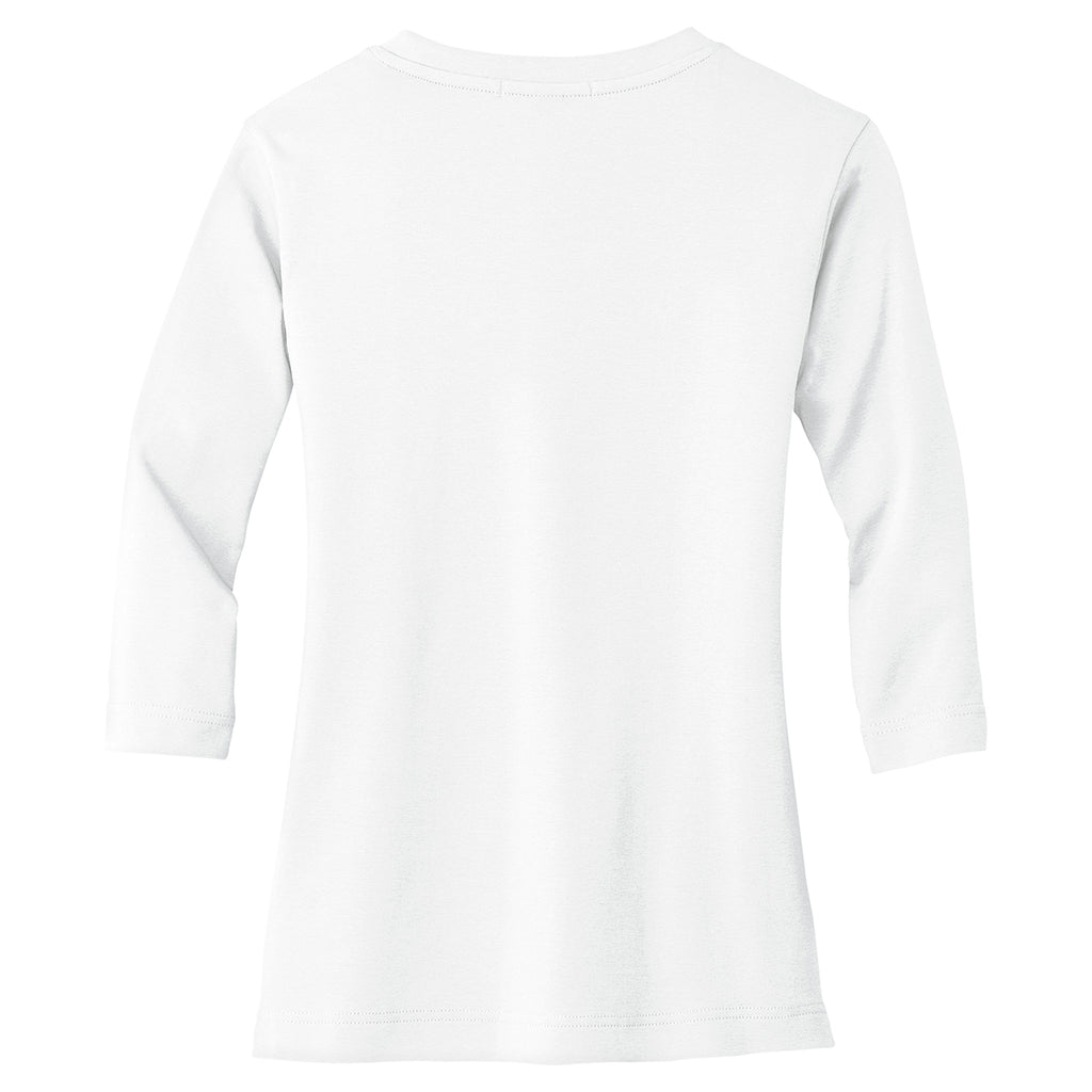 Port Authority Women's White Modern Stretch Cotton 3/4-Sleeve Scoop Neck Shirt
