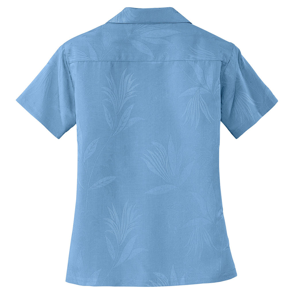 Port Authority Women's Resort Blue Patterned Easy Care Camp Shirt