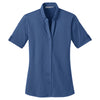 Port Authority Women's Moonlight Blue Stretch Pique Button-Front Shirt