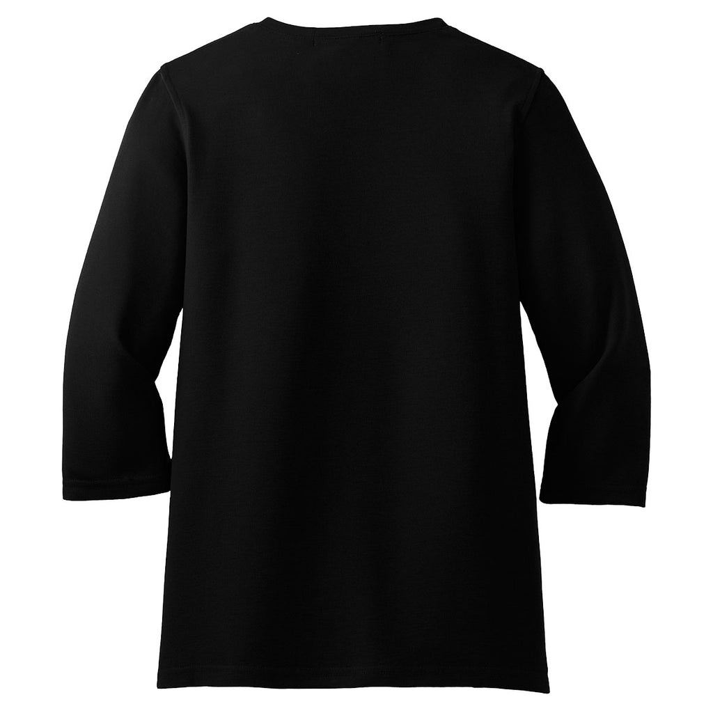 Port Authority Women's Black Silk Touch Maternity 3/4-Sleeve V-Neck Shirt