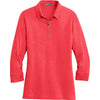 Port Authority Women's Hibiscus Pink 3/4-Sleeve Meridian Cotton Blend Polo