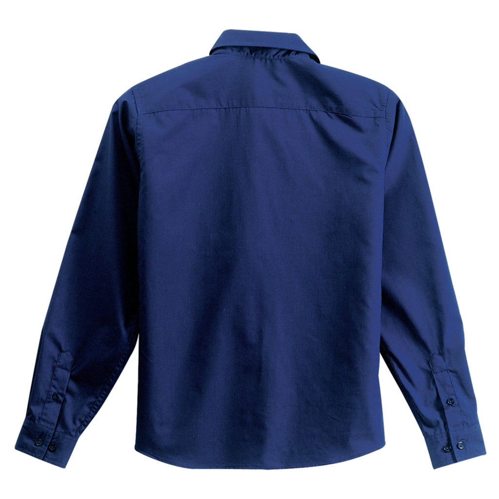 Port Authority Women's Faded Blue Long Sleeve Easy Care, Soil Resistant Shirt