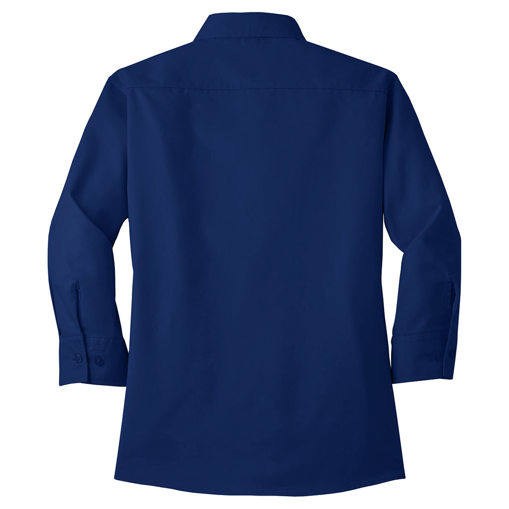Port Authority Women's Mediterranean Blue 3/4-Sleeve Easy Care Shirt