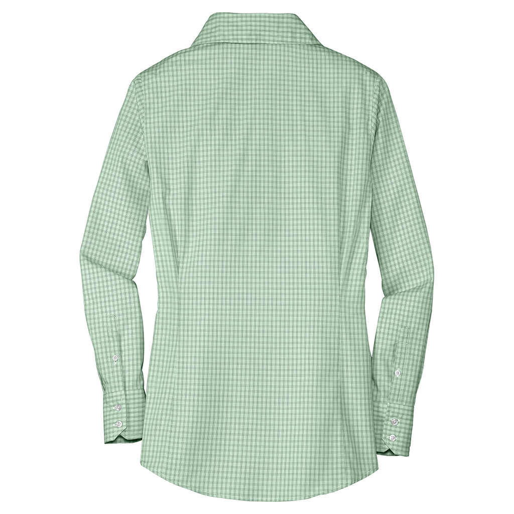 Port Authority Women's Green Plaid Pattern Easy Care Shirt