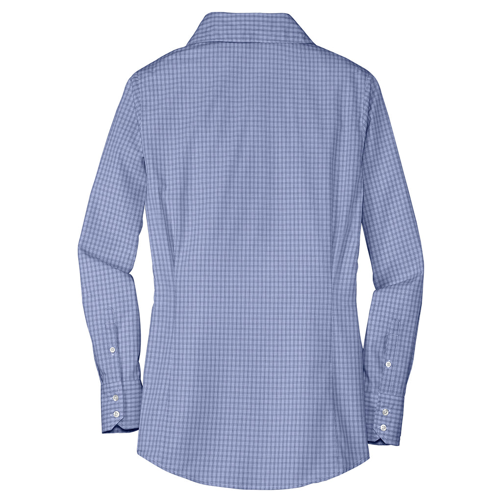 Port Authority Women's Navy Plaid Pattern Easy Care Shirt