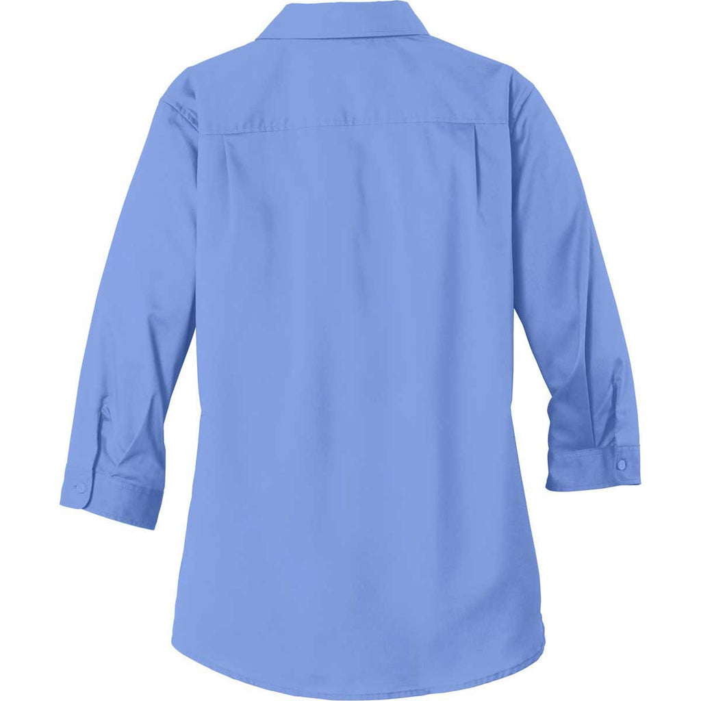 Port Authority Women's Ultramarine Blue 3/4-Sleeve SuperPro Twill Shirt