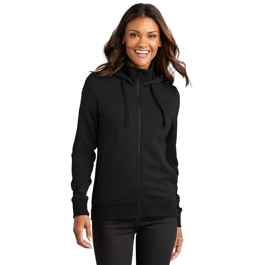 Port Authority Women's Deep Black Smooth Fleece Hooded Jacket