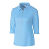 Cutter & Buck Women's Seaport/White Blaine Oxford 3/4 Sleeve Zip Polo