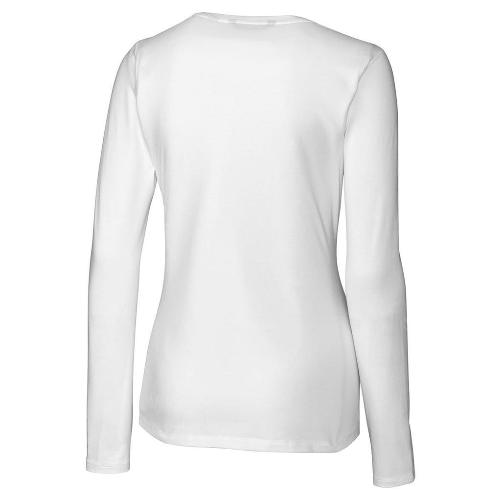 Cutter & Buck Women's White DryTec Long Sleeve Avail Double V-Neck