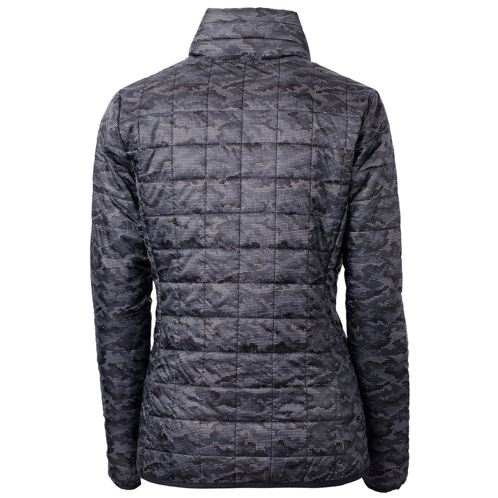 Cutter & Buck Women's Black Rainier Primaloft Eco Insulated Full Zip Printed Puffer Jacket