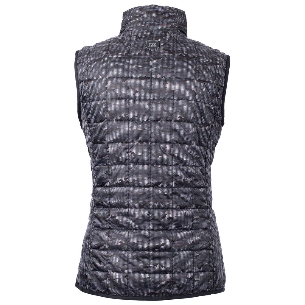Cutter & Buck Women's Black Rainier PrimaLoft Eco Insulated Full Zip Printed Puffer Vest