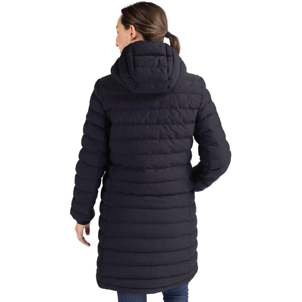 Cutter & Buck Women's Black Mission Ridge Repreve Eco Insulated Long Puffer Jacket
