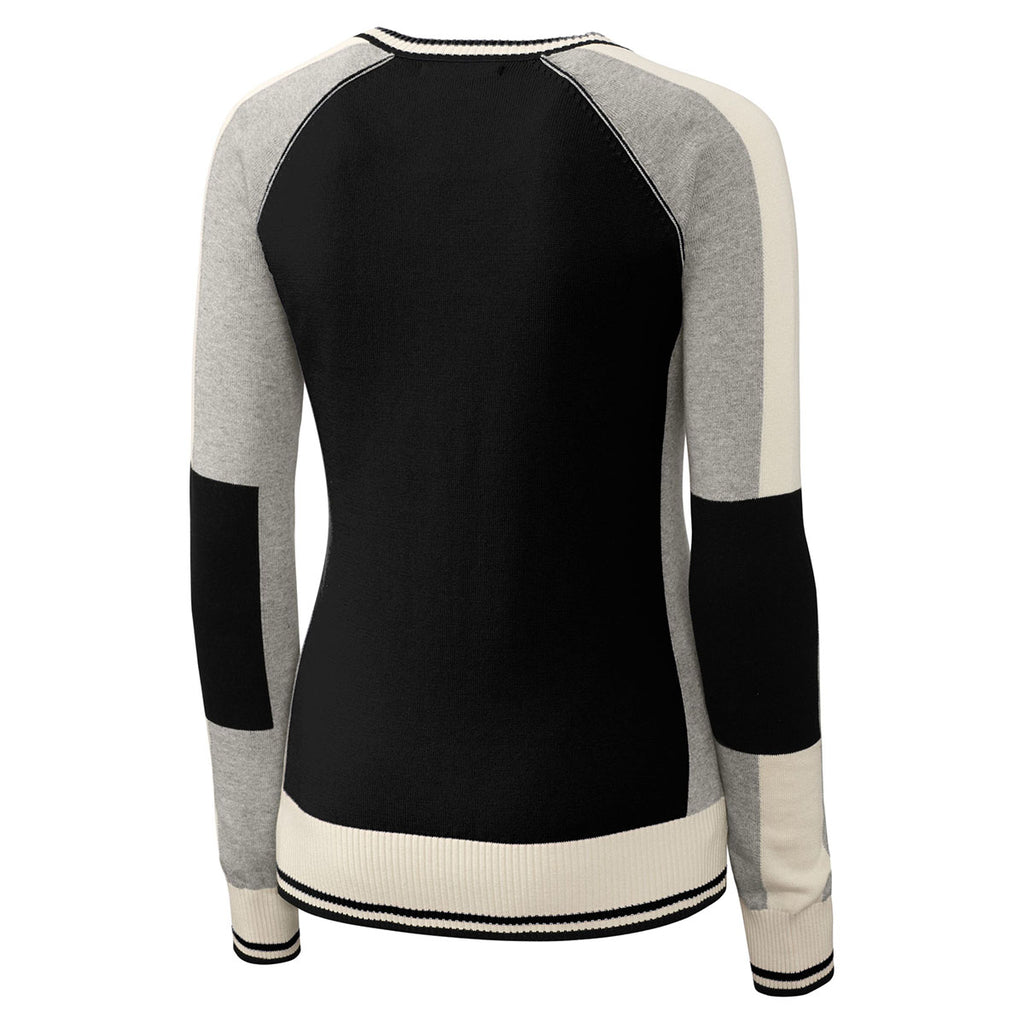 Cutter & Buck Women's Black Stride Colorblock Sweater