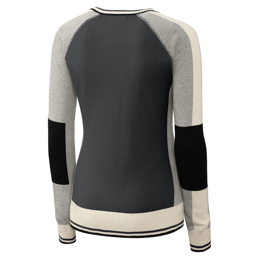 Cutter & Buck Women's Charcoal Heather Stride Colorblock Sweater