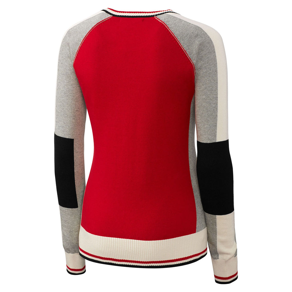 Cutter & Buck Women's Red Stride Colorblock Sweater