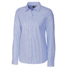 Cutter & Buck Women's French Blue Long Sleeve Epic Easy Care Stretch Oxford Stripe Shirt