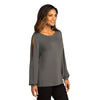 Port Authority Women's Sterling Grey Luxe Knit Jewel Neck Top