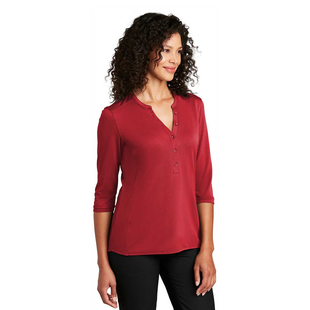 Port Authority Women's Rich Red UV Choice Pique Henley