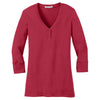 Port Authority Women's Rich Red Concept Stretch 3/4-Sleeve Scoop Henley
