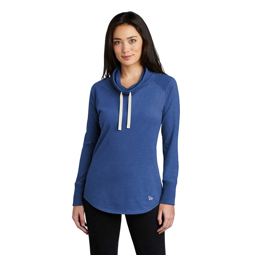 New Era Women's Royal Heather Sueded Cotton Blend Cowl Tee