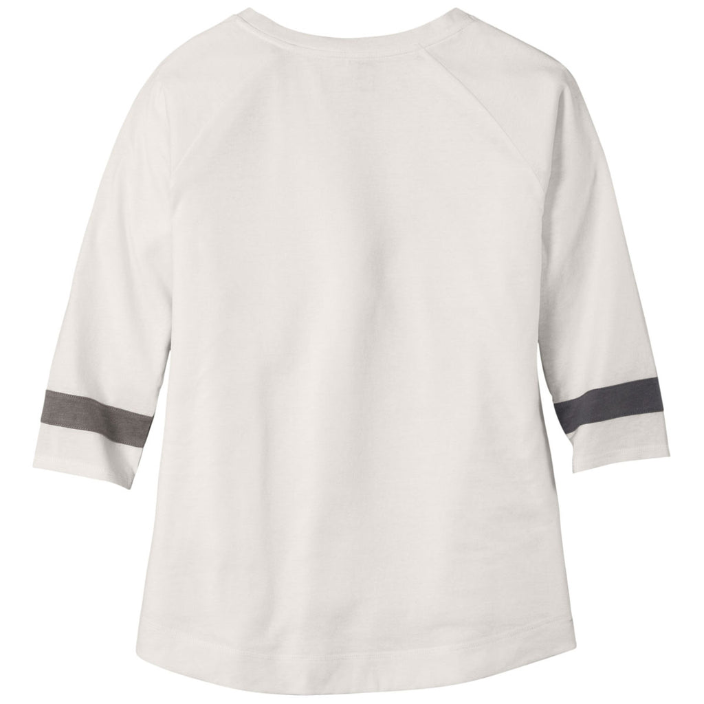 New Era Women's Fan White Solid/ Shadow Grey Tri-Blend 3/4-Sleeve Tee