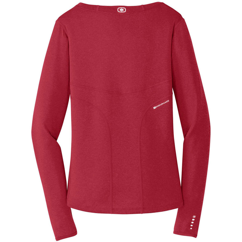 OGIO Endurance Women's Ripped Red Long Sleeve Pulse Crew