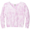 Port & Company Women's Cerise Pink Beach Wash Cloud Tie-Dye V-Neck Sweatshirt