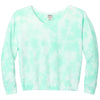 Port & Company Women's Cool Mint Beach Wash Cloud Tie-Dye V-Neck Sweatshirt