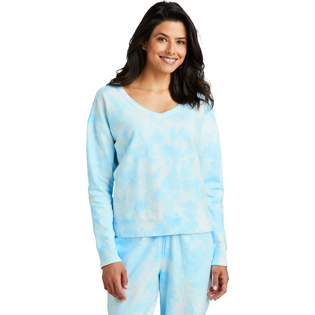 Port & Company Women's Glacier Beach Wash Cloud Tie-Dye V-Neck Sweatshirt