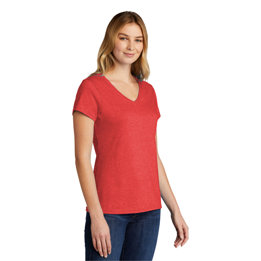 Port & Company Women's Bright Red Heather Tri-Blend V-Neck Tee