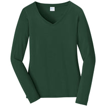 Port & Company Women's Forest Green Long Sleeve Fan Favorite V-Neck Tee