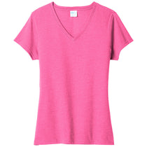 Port & Company Women's Neon Pink Heather Fan Favorite Blend V-Neck Tee