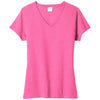 Port & Company Women's Neon Pink Heather Fan Favorite Blend V-Neck Tee