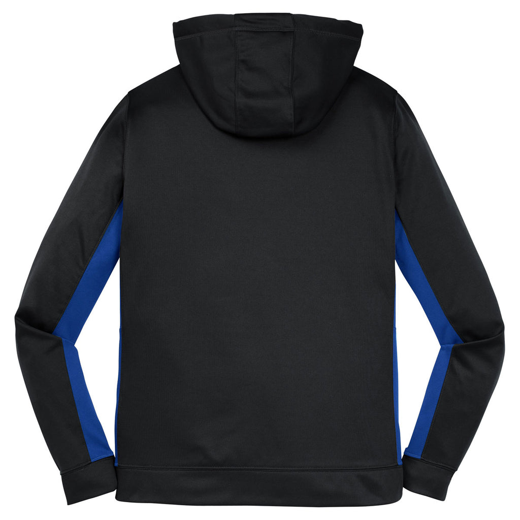Sport-Tek Women's Black/True Royal Sport-Wick Fleece Colorblock Hooded Pullover