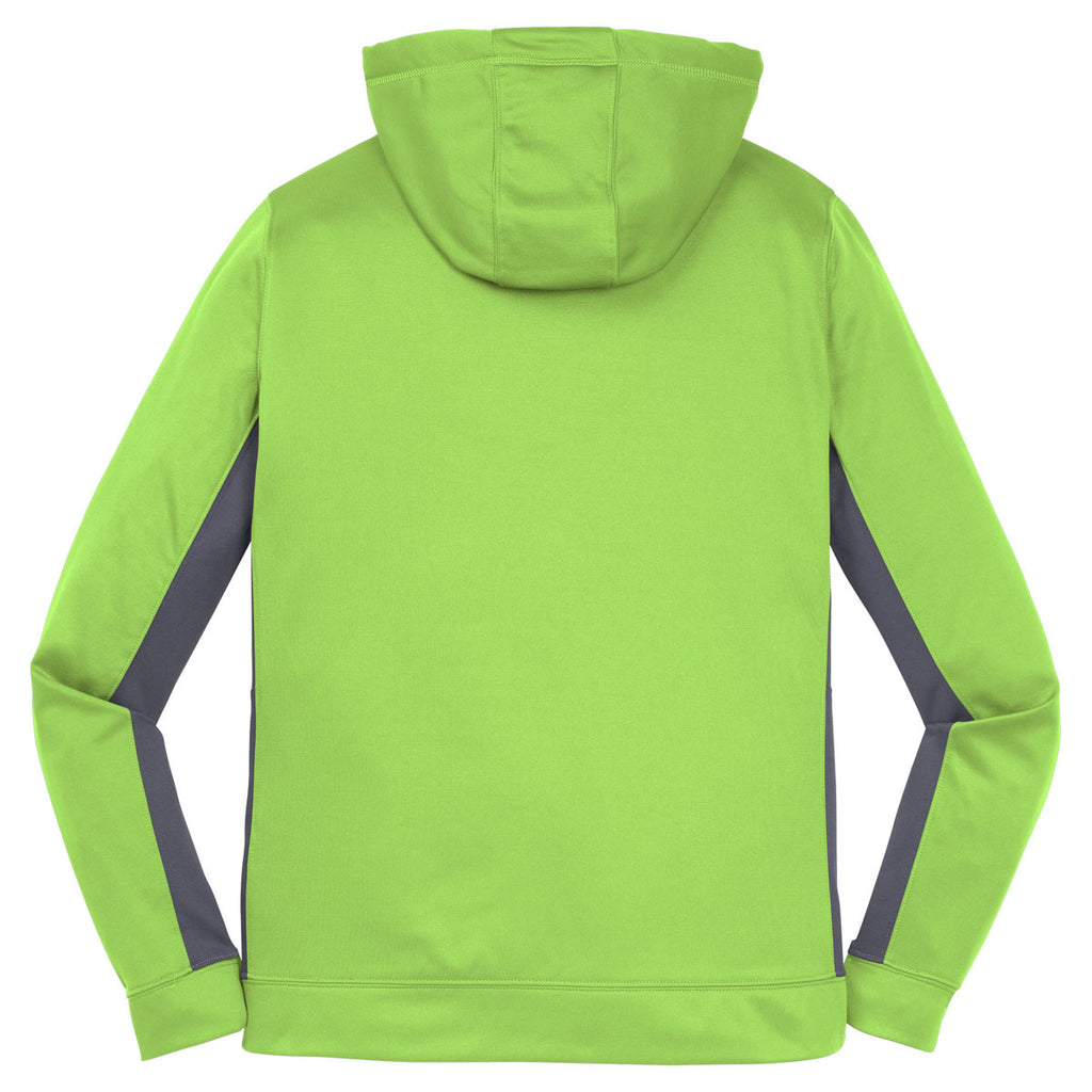 Sport-Tek Women's Lime Shock/Dark Smoke Grey Sport-Wick Fleece Colorblock Hooded Pullover