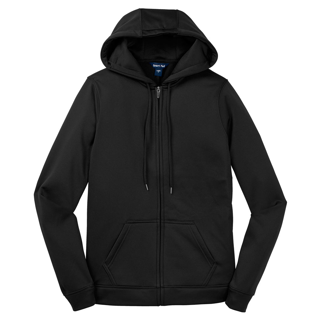 SportTek Women's Black SportWick Fleece FullZip Hooded Jacket