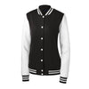 Sport-Tek Women's Black/White Fleece Letterman Jacket