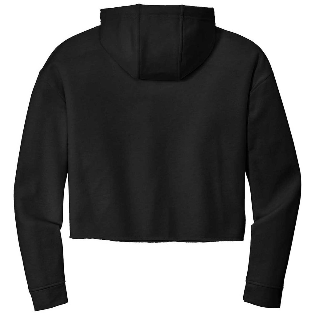 Sport-Tek Women's Black Triad Solid PosiCharge Tri-Blend Wicking Fleece Crop Hoodie