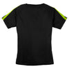 Sport-Tek Women's Black/Lime Shock Colorblock PosiCharge Competitor Tee