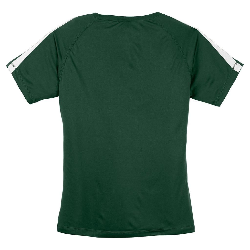 Sport-Tek Women's Forest Green/White Colorblock PosiCharge Competitor Tee