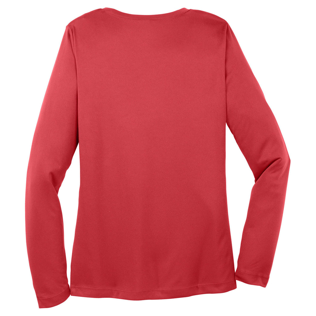 Sport-Tek Women's Hot Coral Long Sleeve PosiCharge Competitor V-Neck Tee