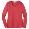 Sport-Tek Women's Hot Coral Long Sleeve PosiCharge Competitor V-Neck Tee