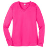 Sport-Tek Women's Neon Pink Long Sleeve PosiCharge Competitor V-Neck Tee