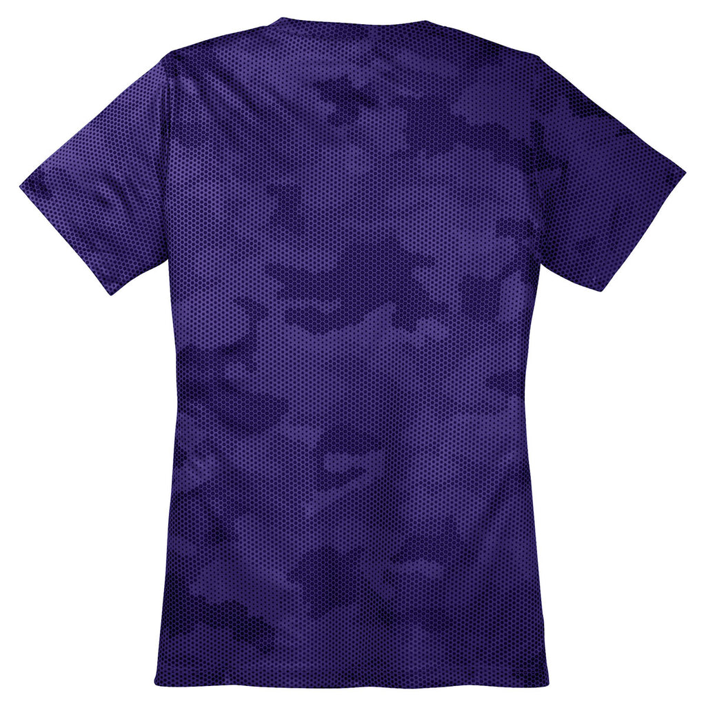 Sport-Tek Women's Purple CamoHex V-Neck Tee