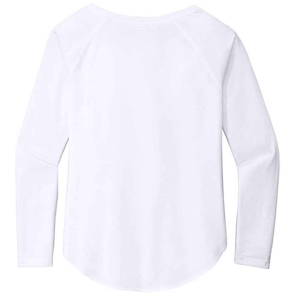 Sport-Tek Women's White Triad Solid PosiCharge Long Sleeve Tri-Blend Wicking Scoop Neck Raglan Tee